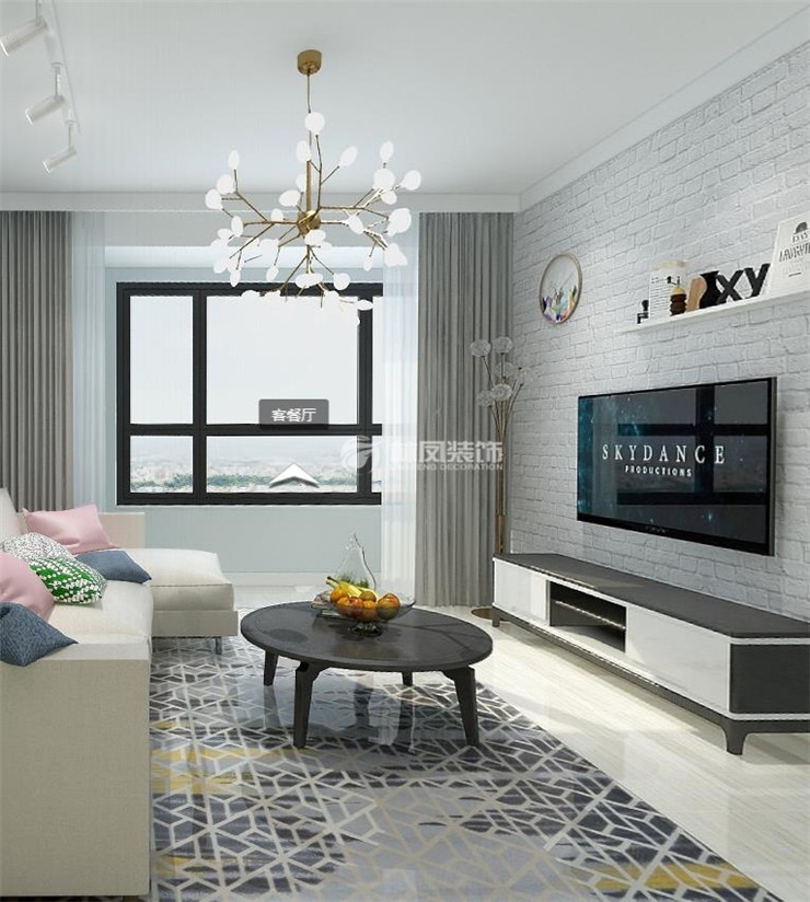 文化磚電視背景墻設(shè)計裝修效果圖