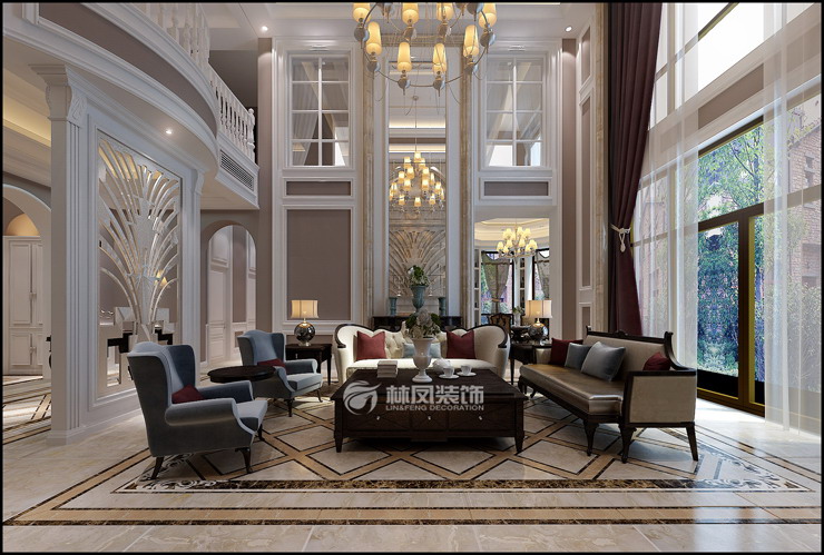 美式風(fēng)格客廳波導(dǎo)線設(shè)計(jì)裝修效果圖