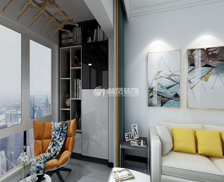 陽(yáng)臺(tái)無(wú)把手書柜設(shè)計(jì)裝修效果圖