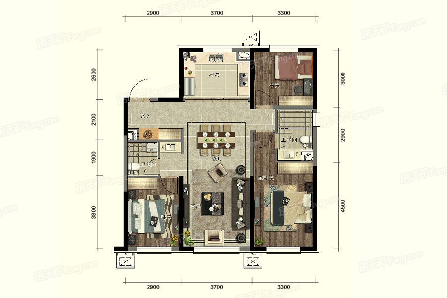 城建萬科翡翠書院127㎡戶型圖