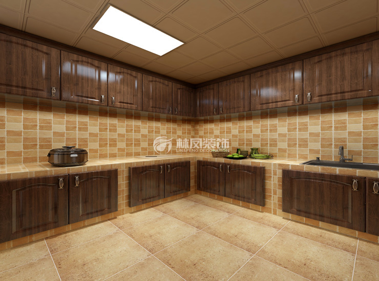 美式風(fēng)格開(kāi)放式廚房裝修效果圖