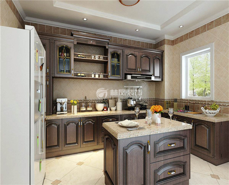 美式風(fēng)格頂吸式煙機裝修效果圖