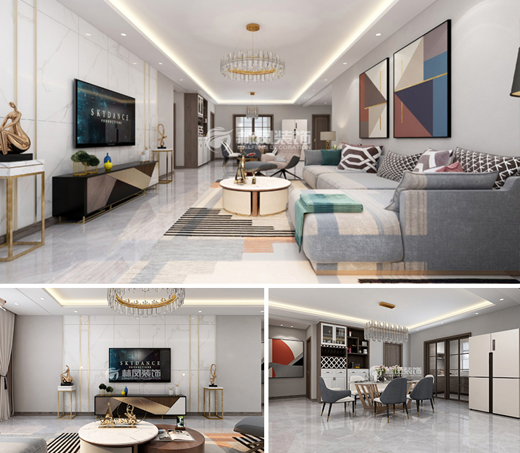 保利茉莉公館130平現(xiàn)代風(fēng)格效果圖