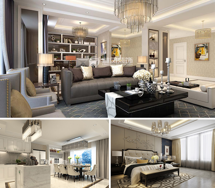 華潤置地240平港式風(fēng)格裝修效果圖