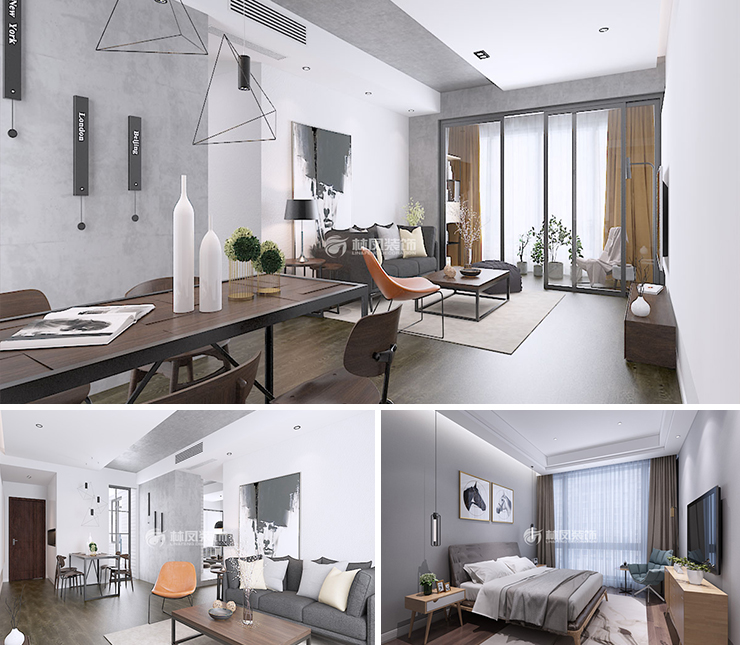 萬錦紅樹灣110平現(xiàn)代風格裝修效果圖