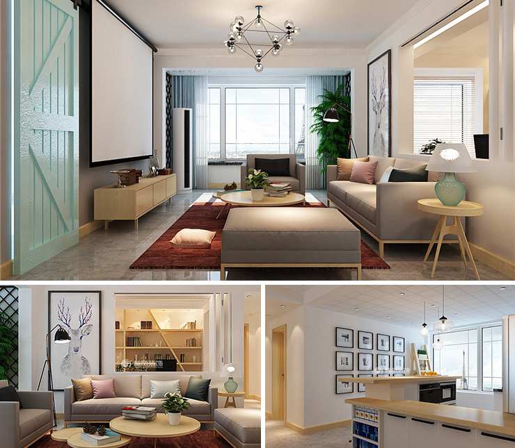 首創(chuàng)光合城135平北歐風(fēng)格裝修效果圖