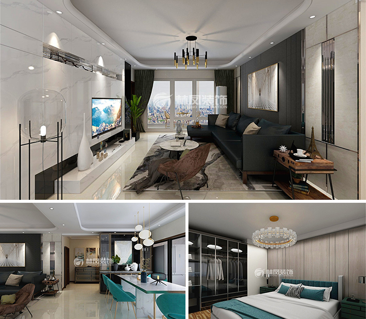 萬科圣豐翡翠之光125平現(xiàn)代風(fēng)格裝修效果圖