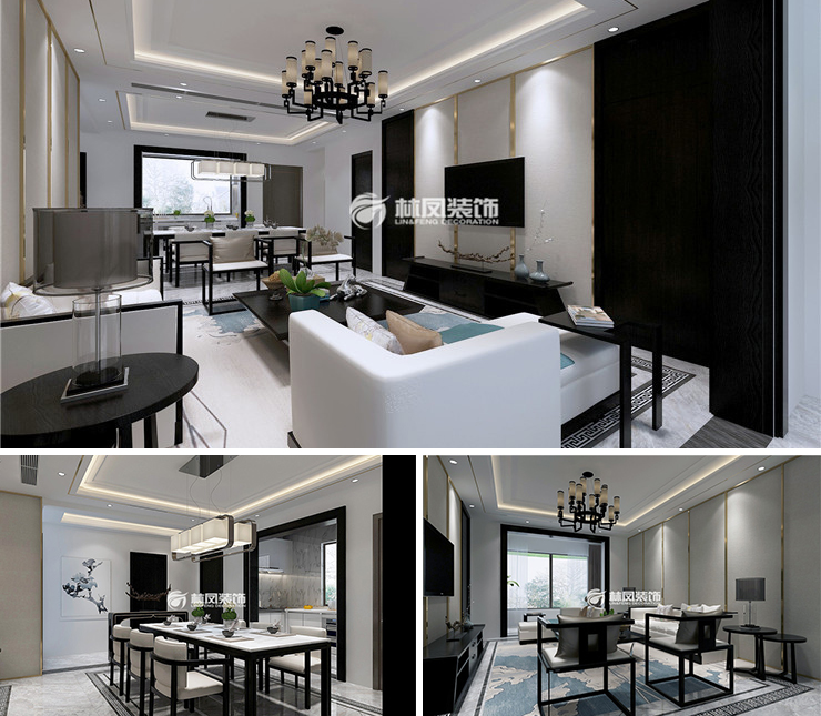 旭輝雍禾府145平新中式風格裝修效果圖