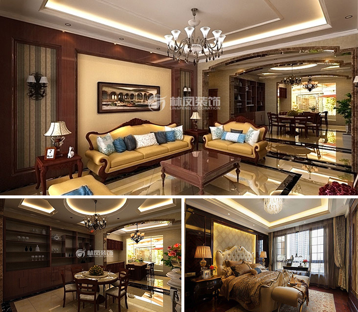 雅居樂花園292平歐式風格裝修效果圖