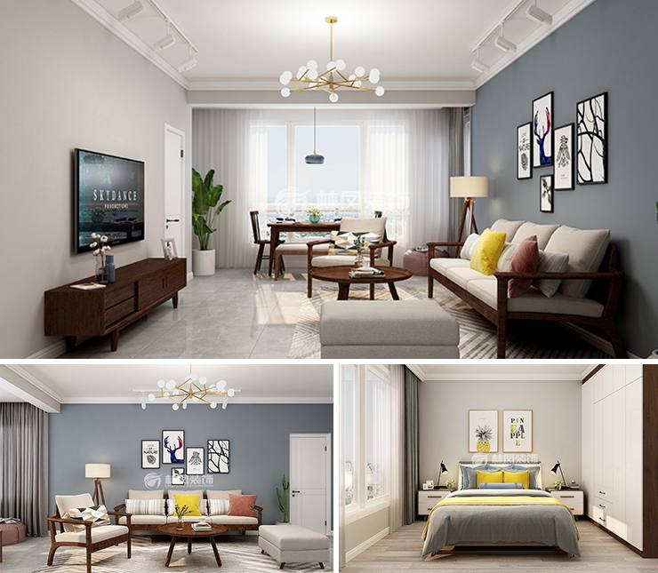 太湖明珠花園116平北歐風格裝修效果圖