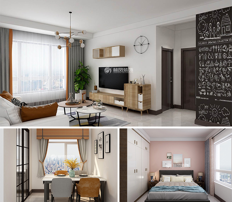 富禹盛京學府110平現(xiàn)代風格裝修效果圖