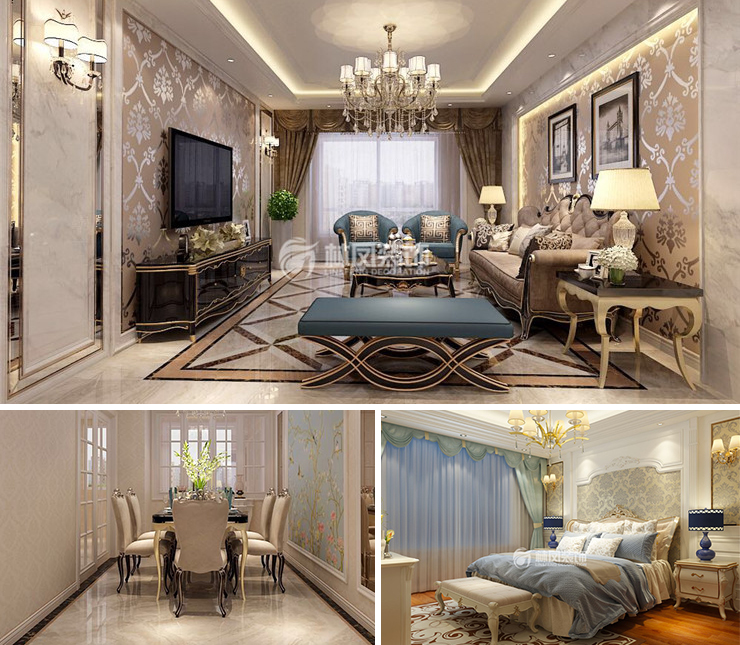 萬科西華府135平歐式風(fēng)格裝修效果圖