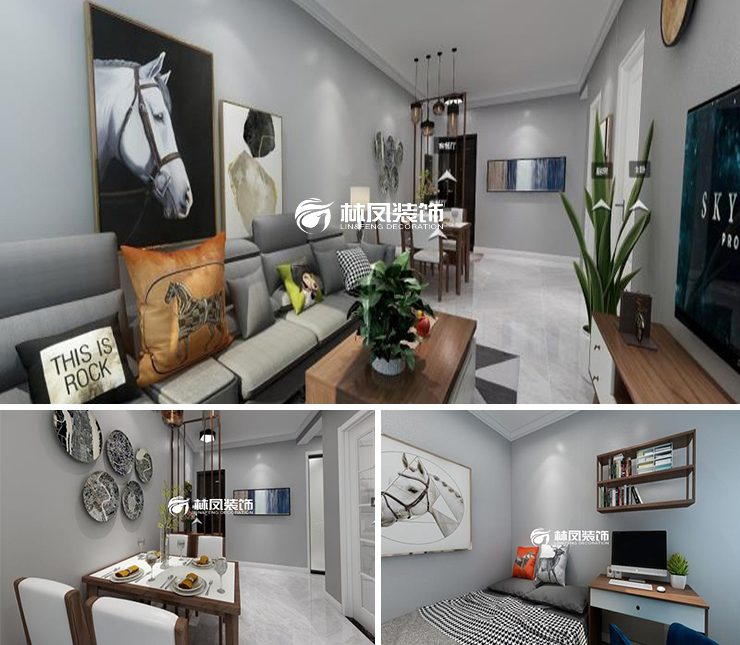 億博隆河谷110平現(xiàn)代風格裝修效果圖