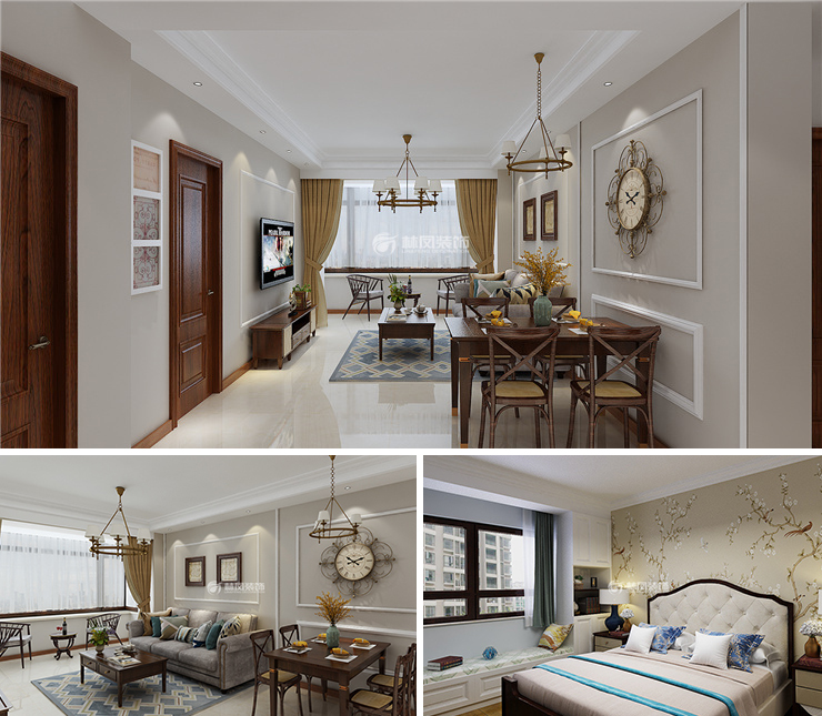 中南熙悅110平美式風格裝修效果圖