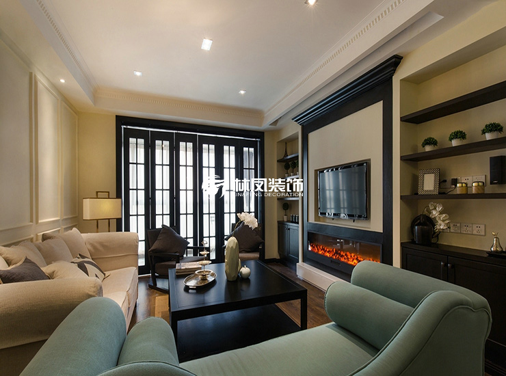 美式風格客廳無主燈設計裝修效果圖