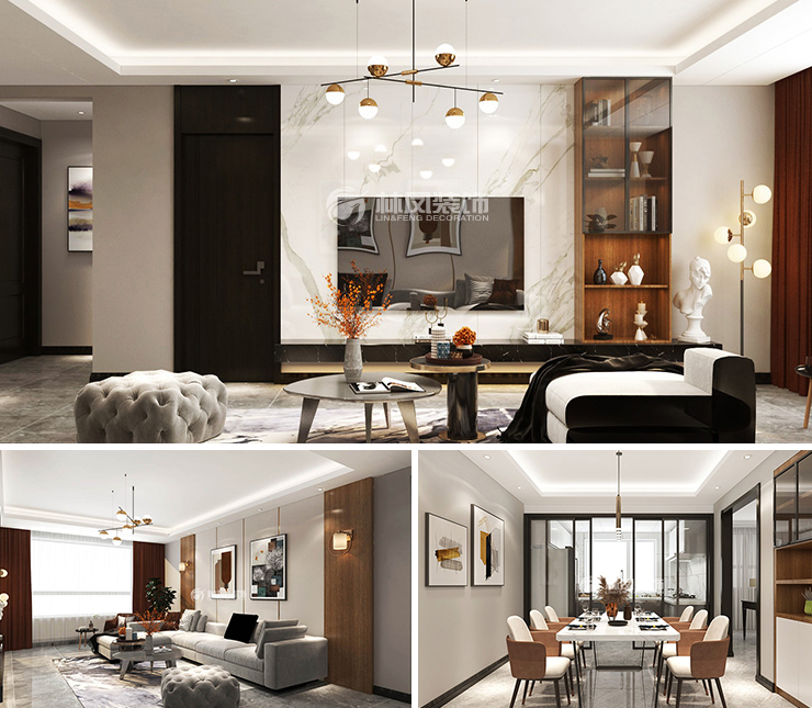 融創(chuàng)臻園145平現(xiàn)代風格裝修效果圖