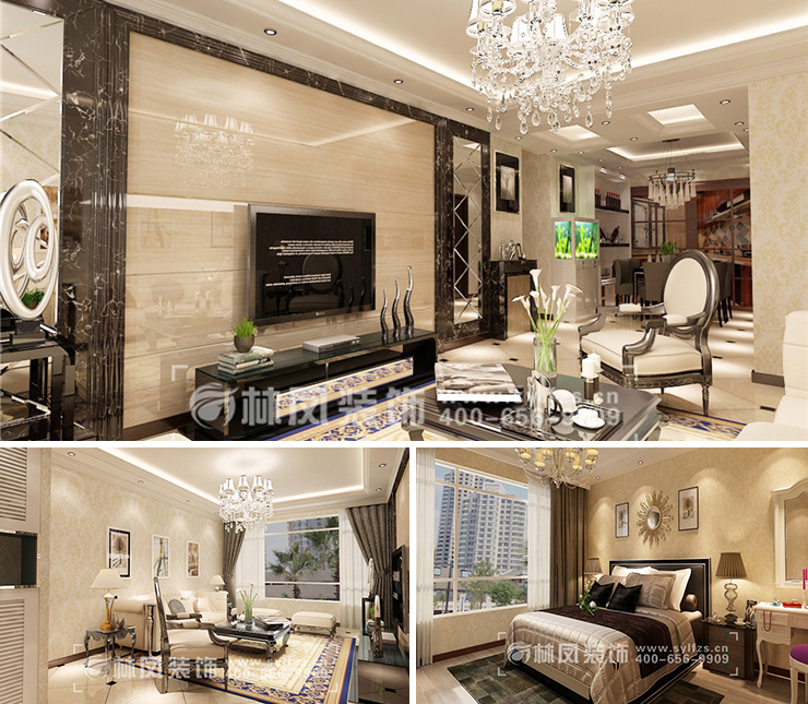 沈陽富力院士廷142平歐式風(fēng)格裝修效果圖