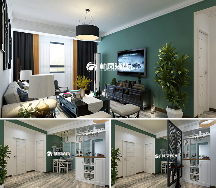 華潤置地公元九里110平美式風格裝修效果圖