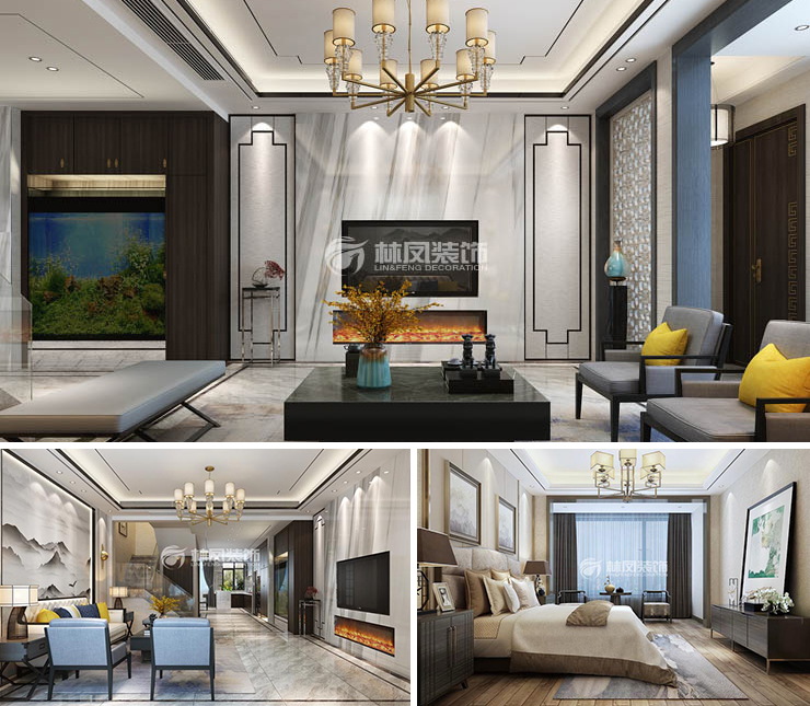 沈陽星河灣400平新中式風格裝修效果圖