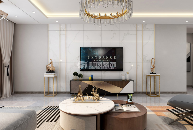 輕奢風(fēng)格客廳踢腳線設(shè)計(jì)裝修效果圖