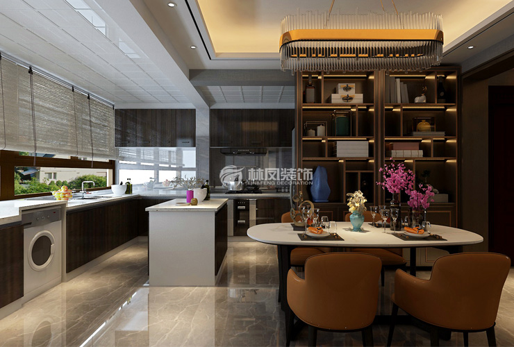 美式風(fēng)格廚房開放式設(shè)計裝修效果圖