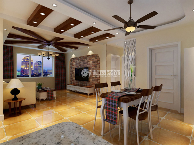 地中海風格弱化橫梁設計裝修效果圖