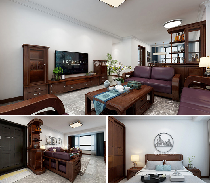 沈陽雅居樂花園 145平 新中式風格裝修效果圖