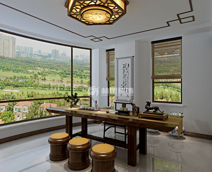 新中式風(fēng)格書(shū)房設(shè)計(jì)裝修效果圖