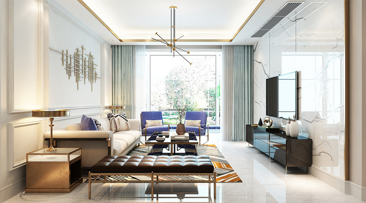 港式風(fēng)格陽臺客廳合并設(shè)計(jì)裝修效果圖